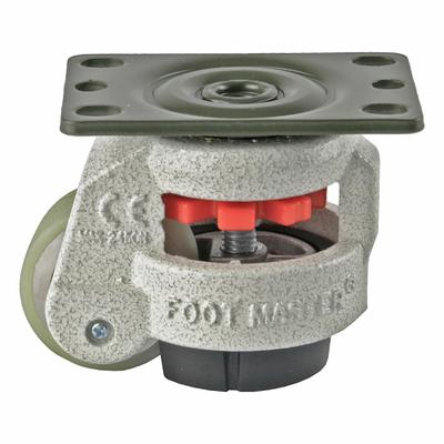 FOOT MASTER Plate Caster: Polyurethane Tread, 50 mm Wheel Dia, 82 mm Mounting Ht - General Purpose Leveling Plate Casters