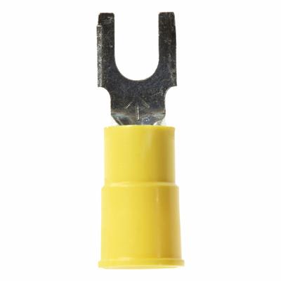 3M Shrink Tubing: Yellow, Vinyl, #8 Stud Size, 12 AWG – 10 AWG Wire Range - Insulated Fork Terminals