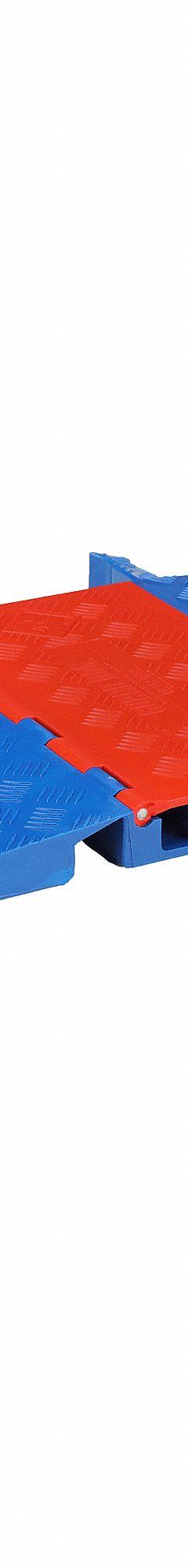 ADA Cable Protector: 5 Channels, 1 13/40 in Max Cable Dia, 50 in Wd, 1 7/8 in Ht, 20 in Lg (MPN GD5X125ADAO/BLU). Key specifications — Connection Style: Dog Bone; Material: Polyurethane; Color: Blue/Orange.