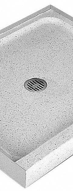 FIAT PRODUCTS Shower Floor: Rectangle, Single Threshold, Terrazzo, 32 in Overall Lg, 4 in Overall Ht (MPN 4232MFTR081). Key specifications — Material: Terrazzo; Drain Location: Center; Brand: FIAT PRODUCTS.