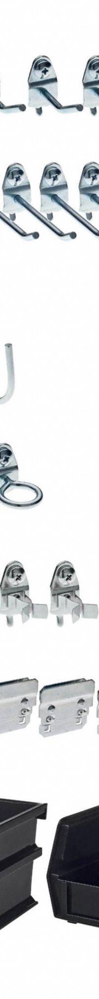 TRITON PRODUCTS Hooks and Hanging Bins: 1/4 in_1/8 in Peg Hole, For 1 in Pegboard Hole Spacing (MPN 76983). Key specifications — Finish: Zinc-Plated; Color: Silver; For Tool Type: Multiple; Includes: (10) 2-1/2 in Single Rod 30° Bends; Locking System: Screw-In; Mounting Type: Surface; Material: Steel; Accessory Type: Hook and Bin Assortment Kit.