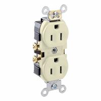 LEVITON Duplex Receptacle Outlet: Duplex, 5-15, Light Almond, 125V AC, 15 A, 2 Pole / 3 Wire (MPN CR15-T)