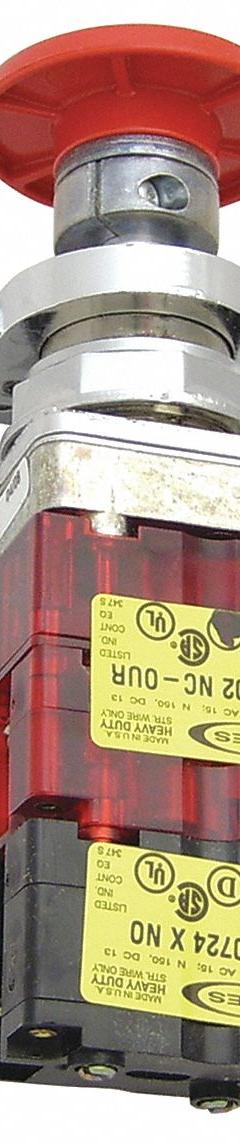 REES Emergency Stop Push Button: Non-Illuminated, Mushroom Head Profile, Non-Metallic, 30 mm (MPN 40102-212). Key specifications — Brand: REES; Action: Maintained; Push Button Material Type: Non-Metallic.
