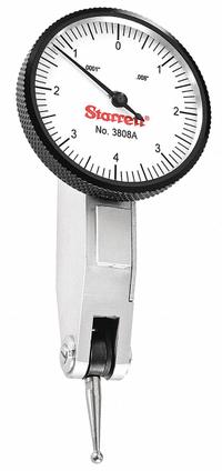 STARRETT Horizontal Dial Test Indicator: 0 in to 0.008 in, Horizontal, Inch, 0.0001 in (MPN 3808A). Key specifications — attr1184166: 3/8 in Dovetail Clamp; 5/32 in Dovetail Clamp; attr1200917: Horizontal Dial Test Indicator; attr1184127: 3808A; attr1184167: STARRETT; attr1184108: 0.0001 in.