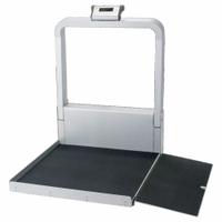 DORAN Wheelchair Scale: Digital, kg/lb, 33 in Weighing Surface Wd, 32 1/2 in Weighing Surface Dp (MPN DS9100). Key specifications — Brand: DORAN; Weighing Units: lb; Standards: EMR; IP Rating: Not IP Rated; Indicator Attachment: Column-Mounted; Includes: (6) AA Batteries; Readability: 0.1 lb/0.05 kg.