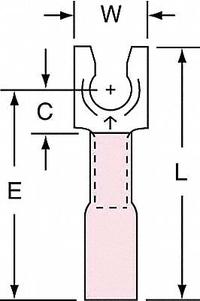 3M Fork Terminals: Red, Heat Shrink, #8 Stud Size, 22 AWG – 18 AWG Wire Range, Locking Fork, 600 V (MPN MH18-8FLK). Key specifications — Barrel Style: Brazed; Manufacturer Part Number: MH18-8FLK; Brand: 3M; Series: MH18.