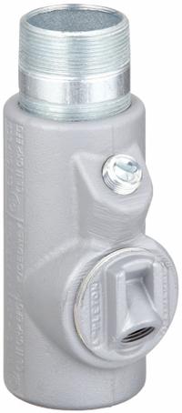 Sealing Fitting - Vertical: Iron, 4 in Trade Size, Male to Female, 9 3/8 in Overall Lg (MPN EYDM-400). Key specifications — Brand: APPLETON ELECTRIC; Connection Type: Threaded; Thread Gender: Male to Female; Ends - Hazardous Fittings: 4 in FNPT x 4 in MNPT; Material: Iron; Hazardous Location Rating: Class I, Division 1 and 2, Groups B, C, D; Thread Type: NPT; Standards: CSA C22.2 No 30.