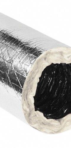 Insulated flex duct: 3 in Dia, 25 ft Lg, 8, 0.05% Vapor Trans, Fiberglass, Metallized Polyester (MPN 385). Key specifications — Manufacturer Part Number: 385; Brand: QUIETFLEX; Fire Rating: Less than 25 Seconds.