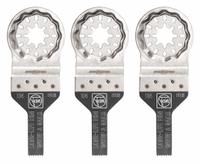 FEIN Oscillating Tool Blade: 3/8 in Blade Wd, 3 13/16 in Overall Lg, Bi-Metal, 3 Pieces, 3 PK (MPN 63502184270). Key specifications — attr1097473: Drywall; attr1097476: FEIN; attr1097456: Precision Cutting.