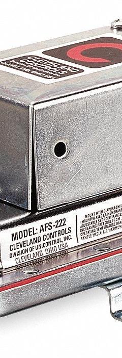 Air Sensing Switch: Adj, Auto Reset, 0.05 in wc to 12 in wc, Conduit Box, SPDT, Integral Compression (MPN AFS-405-140). Key specifications — Switch Voltage: 277V AC; Manufacturer Part Number: AFS-405-140; Brand: CLEVELAND CONTROLS.