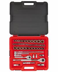 PROTO Socket Set: 3/8 in, 1/2 in Drive, 52 Piece, Metric/SAE, 3/8 in to 1 1/8 in/5.5 mm to 23 mm (MPN J52352S). Key specifications — attr1224269: 3/8 in, 1/2 in; attr1204650: 5.5 mm to 23 mm; attr1204673: Socket Bits Not Included; attr1204688: PROTO; attr1206170: Standard Sockets.