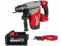 MILWAUKEE Rotary Hammer, Battery and Utility Knife: Pistol-Grip, SDS-Plus, 4 in max, 6 Ah, 3.6 ft-lb (MPN 2915-20, 48-11-1865, 48-22-1505). Key specifications — attr113796: MILWAUKEE; attr113808: 0 bpm to 4,600 bpm; attr113803: Yes; attr113838: Hammer and Rotate; attr113809: Yes; attr113815: (1) Utility Knife; attr113804: 6 Ah.