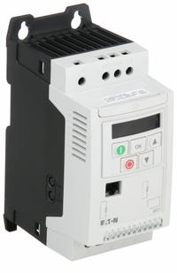 EATON Variable Frequency Drive: In Phase Three, Out Phase Three, 2 hp, 4.1 A Output Current - Max (MPN DC1-344D1NN-A20CE1). Key specifications — Style: Compact; Color: White; Output Phase: Three.
