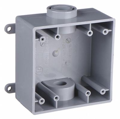 CANTEX Electrical Box: PVC, Rectangular, 2 Gangs, 1/2 in Hub Size, 36 cu in Capacity - PVC & Non-Metallic Weatherproof Electrical Boxes