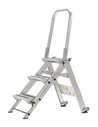 XTEND + CLIMB Step Stool: 3 Steps, 4.2 ft Overall Ht, 375 lb Load Cap, Aluminum, 2.3 ft Standing Ht (MPN WT-3). Key specifications — Brand: XTEND + CLIMB; Color: Silver; Includes: Foldable Handrails.