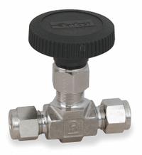 PARKER Needle Valve: Inline Valve Body, 316 Stainless Steel, Integral Bonnet, 1/2 in Pipe Size, PTFE (MPN 8A-V8LK-SS). Key specifications — For Media: Oil; Standards: ISA S75.02; Brand: PARKER; Valve Series: V; Stem Type: V-Stem; Connection Type - Side 1: Compression; Connection Type - Side 2: Compression; Connection Type: Compression x Compression.