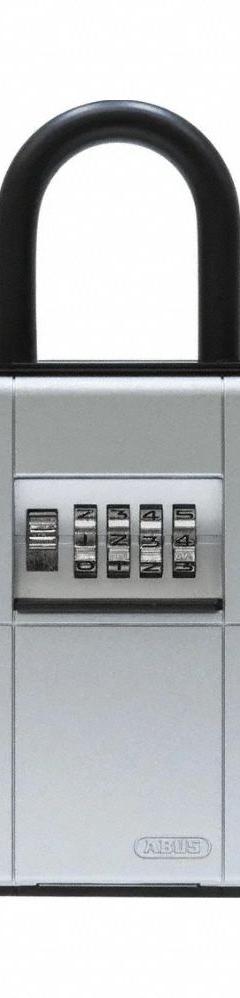 ABUS Lock Box: Mechanical Combo Lock, 20 Key Capacity, 7 1/8 in Outside Ht, 3 3/8 in Outside Wd (MPN 797). Key specifications — Brand: ABUS; Color: Black/Gray; Material: Metal; Lock Style: Mechanical Combination.