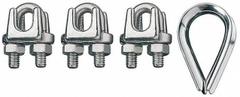 RONSTAN Wire Rope U-Bolt Clip and Thimble Kit: 3/4 in Compatible Rope Dia, 18 in Rope Turnback Lg (MPN ID003404-19). Key specifications — Clip Material: Stainless Steel; Thimble Material: Stainless Steel; Brand: RONSTAN.