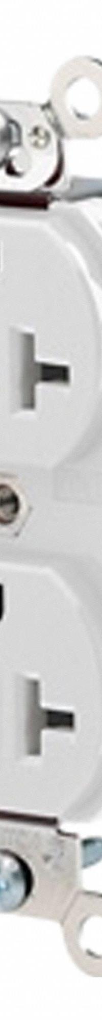 LEVITON Straight Blade Duplex Receptacle: Hospital Grade, Duplex, 5-20R, White, 125V AC, 20 A (MPN 8300-PLW)