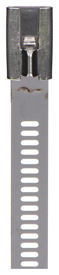 TY-RAP Cable Tie: 6 in Nominal Lg, 2 in Nominal Max. Bundle Dia., 0.28 in Wd, Silver, 100 PK (MPN TYS6-280). Key specifications — Brand: TY-RAP; Locking Style: Stainless Steel Barb; Color: Silver.