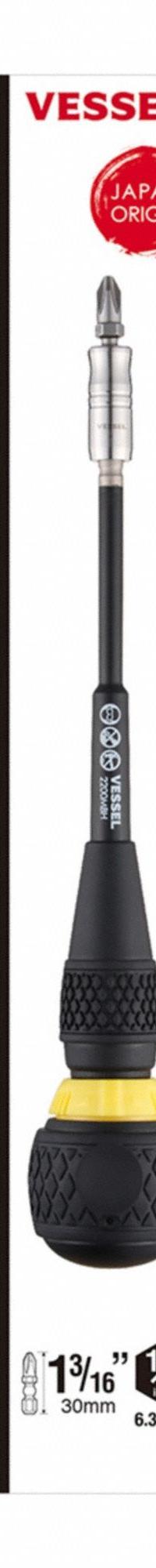 VESSEL TOOLS Multi-Bit Screwdriver: 2200, 10 or Less Tips, 11 Pieces, 10 Bits, Steel, Single End (MPN 2200MBH120K01). Key specifications — attr1213245: 30 mm; attr1213219: VESSEL TOOLS.