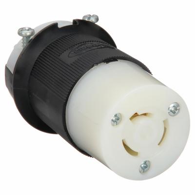 HUBBELL Locking Connector: Non-NEMA, Black/White, 250V AC, 20 A Current Rating - General Purpose Connectors