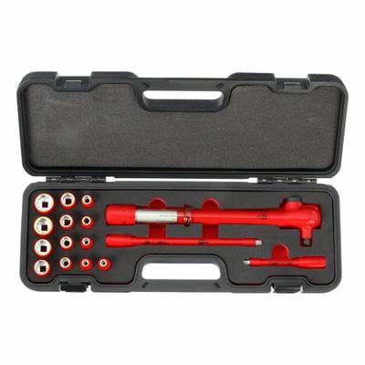 WIHA Socket Wrench Set: 3/8 in Drive Size, 16 Pieces - SAE Insulated Socket Sets with Drive Tools
