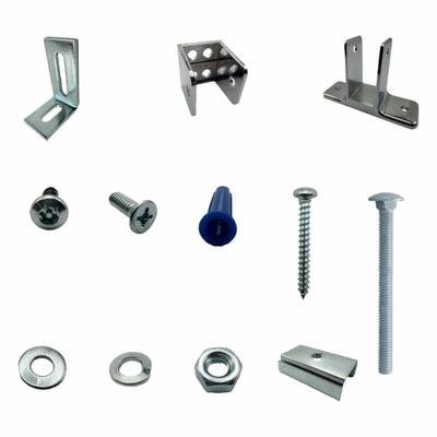 HADRIAN Headrail Intermediate Kit: Chrome Zamac - Brackets, Alcove Clips & Channels for Bathroom Partitions
