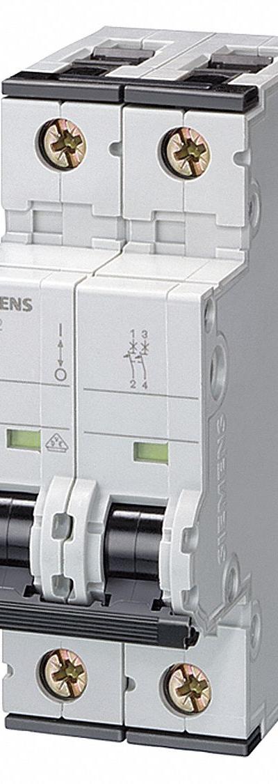 SIEMENS IEC Supplementary Protector: 25 A Amps - A-Curve, 2-Pole UL1077 DIN Rail-Mount Supplementary Protectors