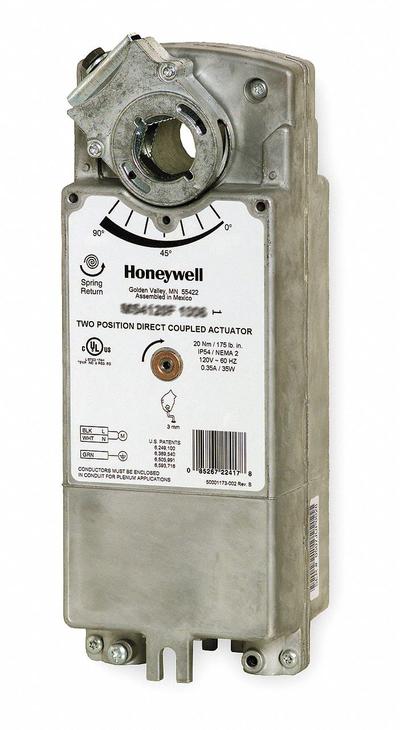 Honeywell Actuator: Dampers, On/Off, Spring Return, 175 in-lb, 24V AC, Screw Terminals - Fail-Safe Actuators with Spring Return