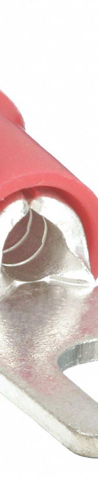 GRAINGER Fork Terminals: Red, Vinyl, #6 Stud Size, 22 AWG – 16 AWG Wire Range, Std Fork, 600 V (MPN 5WHE4). Key specifications — Barrel Style: Funnel Entry; Manufacturer Part Number: 5WHE4; Brand: GRAINGER.