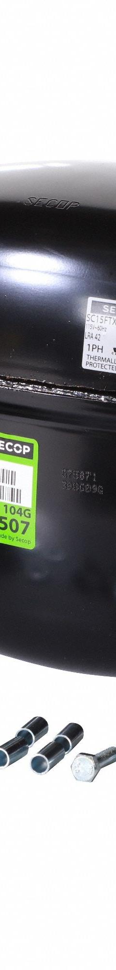 SECOP Compressor: Reciprocating, 3,531 BtuH Cooling, 1/2 hp, 1/4 in Discharge Line Connection Size (MPN SC15FTX-1). Key specifications — Manufacturer Part Number: SC15FTX-1; Brand: SECOP; Compressor Protection: Hermetic; For Refrigerant Type: R-134A.