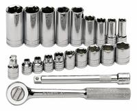 SK PROFESSIONAL TOOLS Socket Wrench Set: 3/8 in Drive, 21 Piece, 6-Point, SAE, 1/4 in to 7/8 in (MPN 4521). Key specifications — attr1224269: 3/8 in; attr1204638: Drive Tools Included; attr1204650: 1/4 in to 7/8 in; attr1204658: 7.6 in Fixed, Round Head Ratchet; attr1204673: Socket Bits Not Included; attr1204681: Wrenches Not Included; attr1204688: SK PROFESSIONAL TOOLS; attr1224230: Friction.