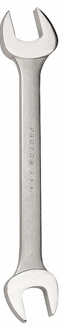 PROTO Open End Wrench: Alloy Steel, Satin, 1/2 in_9/16 in Head Size, 7 in Overall Lg, Std (MPN J3026). Key specifications — attr309776: No; attr309781: Satin; attr309780: Alloy Steel; attr324939: PROTO.