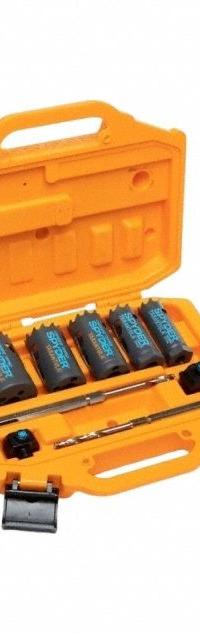 SPYDER Hole Saw Kit: 9 Pieces, 2 3/8 in Max. Cutting Dp, Carbide Tipped, 18/20 Teeth per Inch (MPN 600925). Key specifications — attr1098178: 18; 20; attr1098172: SPYDER.