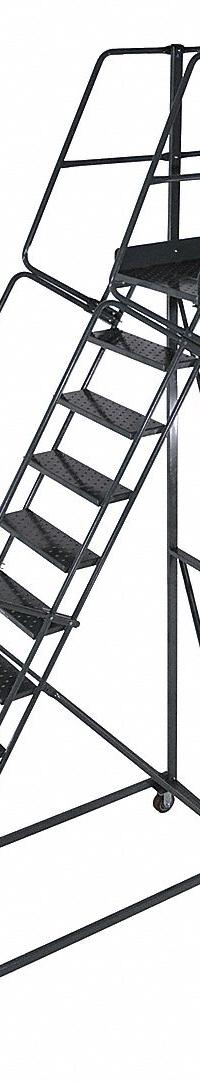 BALLYMORE Rolling Cantilever Ladder: 10.8 ft Platform Ht, Unassembled, Locking Casters, Steel (MPN CL-13-35-P). Key specifications — attr1051489: Gray; attr1051483: BALLYMORE; attr1051499: Double Handrails; attr1051504: Steel.