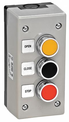 AMERICAN GARAGE DOOR SUPPLY Control Station: Open-Close-Stop, Double Pole, Outdoor, Surface Mount (MPN 3BXT). Key specifications — attr1070078: Non-Metallic Enclosure; attr92627: 3BXT; attr93592: AMERICAN GARAGE DOOR SUPPLY; attr1070071: Commercial Garage Door Operators; attr1070072: Double Pole; attr1070073: Open-Close-Stop; attr1070075: Outdoor; attr1070080: Surface Mount.