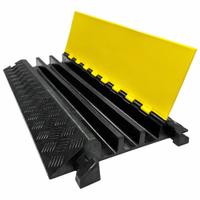ELECTRIDUCT Cable Protector: 3 Channels, Hinged, 2 3/5 in Max Cable Dia, 23 in Wd, 3 in Ht, 36 in Lg (MPN CP-RPS-326). Key specifications — Brand: ELECTRIDUCT; Color: Black/Yellow; Component: Cable Ramp-Straight Section; Material: Rubber.