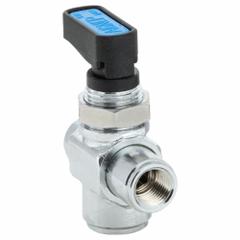 AIGNEP USA Manual Three-Way Ball Valve: 1/8 in, Chrome-Plated Brass, Double L Flow, One-Piece, Wedge (MPN 86700-02). Key specifications — Brand: AIGNEP USA; Handle: Wedge.