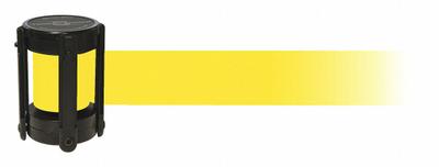 TENSABARRIER Barrier Post with Belt: Yellow, 4 in Overall Ht, 7 1/2 ft Belt Lg - Replacement Belt Cassettes