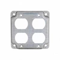 RACO Electrical Box Cover: 2 Gangs, Crushed Corner, For Square Box Shape, Galvanized Zinc (MPN 907C). Key specifications — Brand: RACO; For Box Shape: Square; Material: Galvanized Zinc; Cover Design: Crushed Corner.