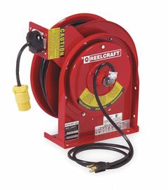 REELCRAFT Extension Cord Reel: Ratchet Lock, 50 ft Cord Lg, 16 AWG, SJTOW, 5-15R Cord Lg, 5-15P, Red (MPN L 4050 163 3SB). Key specifications — Retractable Cord Ending NEMA Configuration: 5-15R; Feeder Cord Ending NEMA Configuration: 5-15P; Brand: REELCRAFT.