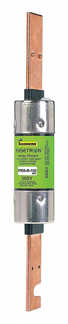 BUSSMANN Fuse: Class RK5, FRS-R Series, Time-Delay, 100 A, 600 V AC, 300 V DC - Time-Delay Blade Fuses