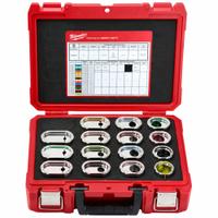 MILWAUKEE Upper and Lower Crimping Die Set: 6 to 750 kcmil Aluminum, U Style Dies, 15 Sizes (MPN 49-12-KITA). Key specifications — attr511073: U Style Dies; attr511072: Electrical Wire and Cable Crimping; attr473934: MILWAUKEE; attr511065: M18™ FORCE LOGIC™; attr511069: Pink; attr542116: 6 to 750 kcmil Aluminum; attr511067: 2779-22.