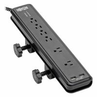 TRIPP LITE Outlet Strip: 6 Outlets, 8 ft Cord Lg, 2,100 J Rated Energy, 15 A Current, Black, 5-15P (MPN TLP608DMUAM). Key specifications — Brand: TRIPP LITE; Mounting Style: Clamp.
