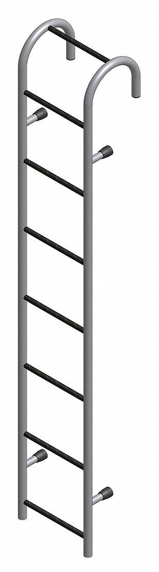 COTTERMAN Straight Ladder: 7 ft Ladder Size, Steel, 300 lb Load Capacity, 33 lb Wt - Storage Tank Steel Ladders