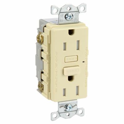 BRYANT GFCI Receptacle: Duplex, 5-15, Ivory, GFCI, 125V AC, 15 A, 2 Pole / 3 Wire (MPN GFT15I) - General Purpose Receptacles