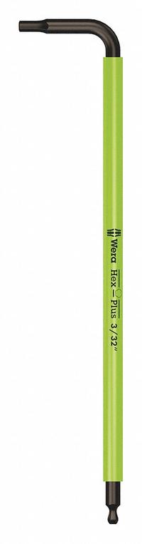 WERA Hex Key: 1 Ball Ends, 3/32 in Tip Size, SAE, Long, Alloy Steel, Black Oxide, L, 2 Tips (MPN 05022631001). Key specifications — attr1205521: WERA; attr1205526: Black Oxide.