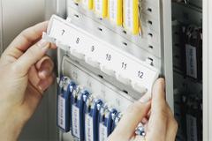 Key Holder: 24 Key Capacity, Plastic, Gray, 14 1/4 in Ht, 8 1/2 in Wd, 1 1/4 in Dp, Wall Mount (MPN 195610). Key specifications — Brand: DURABLE; Finish: Unfinished; Includes Key Tags: Includes Key Tags; Includes Mounting Hardware: Mounting Hardware Included; Color: Gray; Mounting Location: Wall; Material: Plastic.