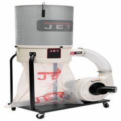 JET Wood Dust Collector: Single-Stage, 115/230V AC, 1,100 cfm (MPN 708659K). Key specifications — attr952404: JET; attr1018713: 86% of 1 micron particles; 98% of 2 micron particles; attr979886: Bag; attr979899: 80 dBA.